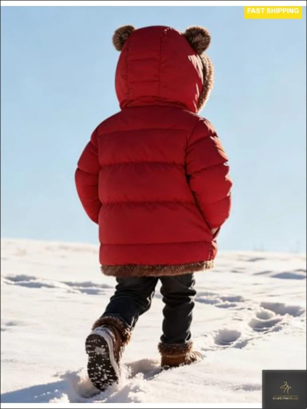 Toddler Fleece Teddy Bear Hooded Winter Jacket for Boys Girls 1-6T